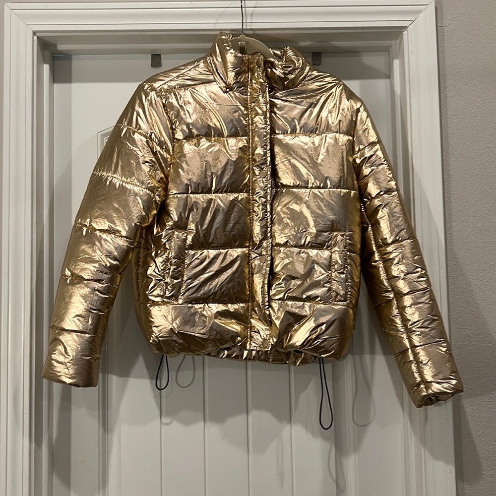 DELUC Gold Puffer Jacket, Warm AND fun! Size XS